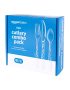 Amazon Basics Disposable Clear Assorted Cutlery Set, Premium Quality, 192 Count, Large Combo Pack Forks, Spoon and Knives