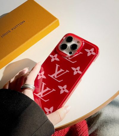 LV Red Floral Monogram iPhone Case & Charm Bracelet Set